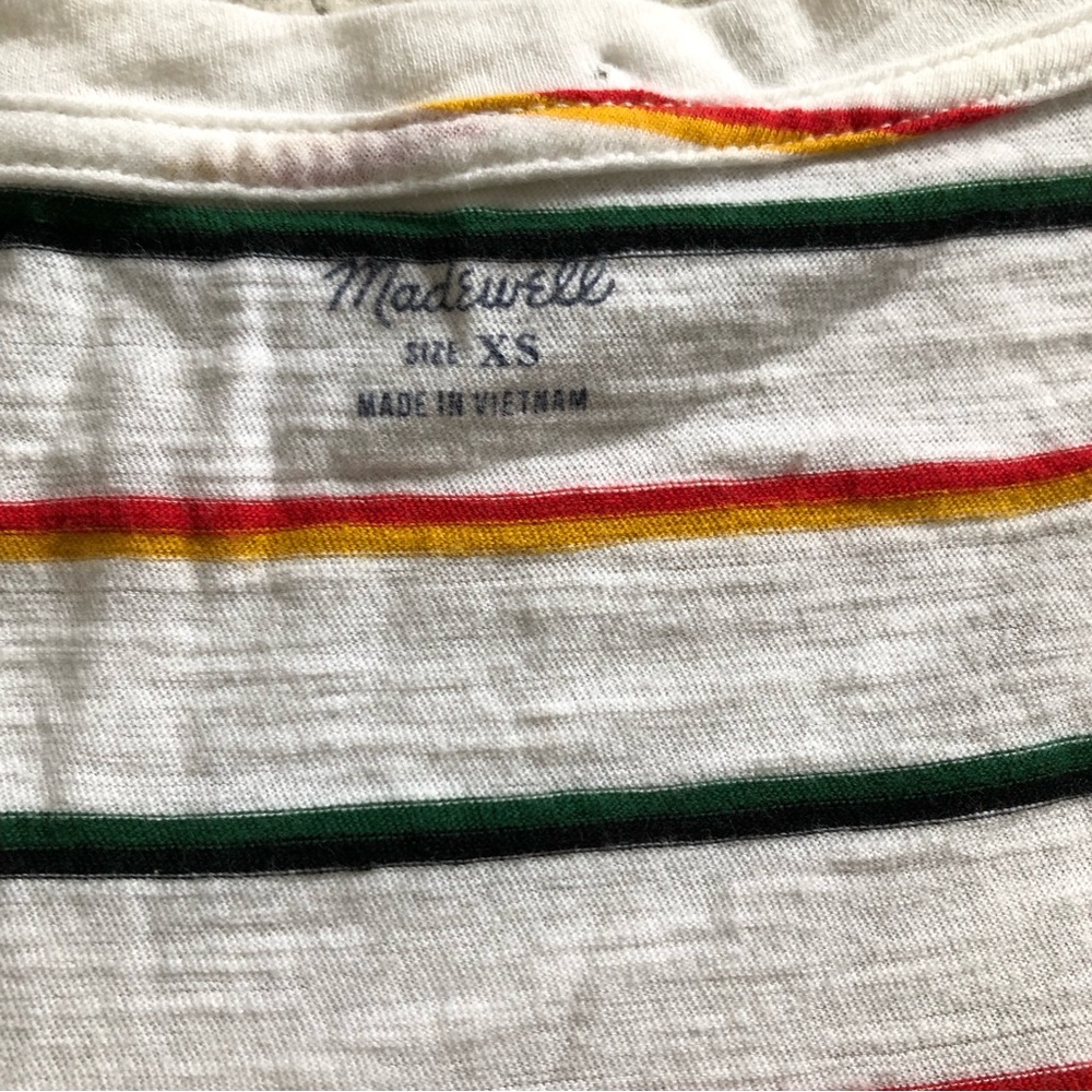 Madewell Women’s V-Neck Short Sleeve Rainbow Stripe T-Shirt, White Size XS - Picture 10 of 12
